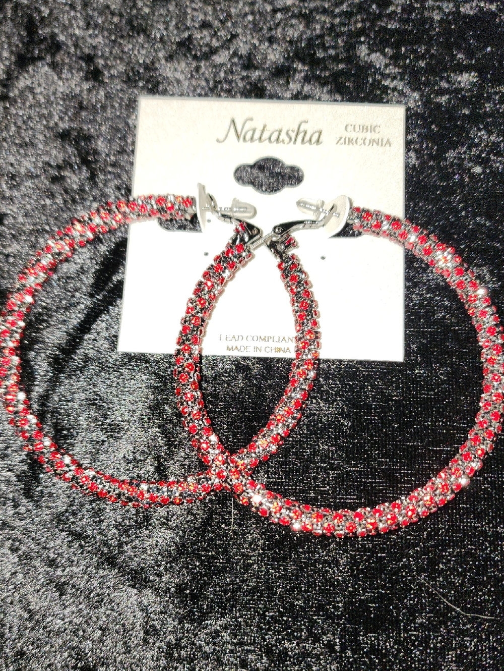 Natasha Couture ✨️Sparkling Red❤️ Hoop Earrings/ NWT